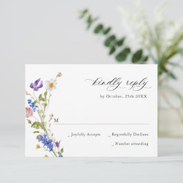 Elegant  Frans Tuin Bloemen Groen Bruiloft RSVP Kaartje