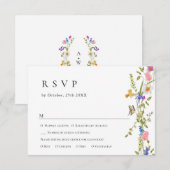 Elegant Frans Tuin Bloemen Groen Bruiloft RSVP Kaartje (Voorkant / Achterkant)