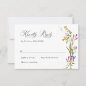 Elegant  Frans Tuin Bloemen Groen Bruiloft RSVP Kaartje (Voorkant)