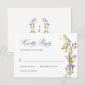 Elegant  Frans Tuin Bloemen Groen Bruiloft RSVP Kaartje (Voorkant / Achterkant)