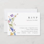 Elegant Frans Tuin Bloemen Groen Bruiloft RSVP Kaartje (Voorkant)