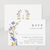 Elegant Frans Tuin Bloemen Groen Bruiloft RSVP Kaartje (Voorkant / Achterkant)