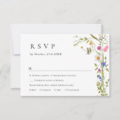 Elegant Frans Tuin Bloemen Groen Bruiloft RSVP Kaartje (Voorkant)