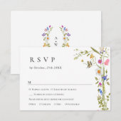 Elegant Frans Tuin Bloemen Groen Bruiloft RSVP Kaartje (Voorkant / Achterkant)