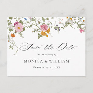 Elegant Frans Tuin Bruiloft Bloemen Save the Date Briefkaart
