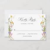 Elegant Frans Tuin Groen Bloemen Bruiloft RSVP Kaartje (Voorkant)