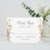 Elegant Frans Tuin Groen Bloemen Bruiloft RSVP Kaartje (Staand voorkant)