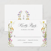 Elegant Frans Tuin Groen Bloemen Bruiloft RSVP Kaartje (Voorkant / Achterkant)