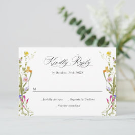 Elegant  Frans Tuin Groen Bloemen Bruiloft RSVP Kaartje