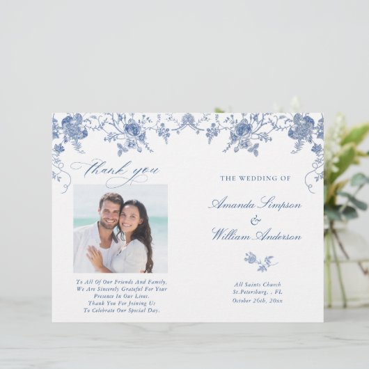 Elegant Frans Tuin Huwelijksceremonie Programma (Staand voorkant)