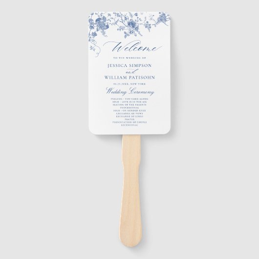 Elegant Frans Tuin Toile Huwelijksprogramma Handwaaier (Voorkant)