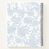 Elegant Frans Vintage Blauw Bloem Vogel Patroon Notitieboek (Achterkant)