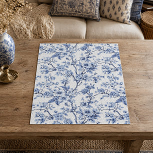 Elegant Frans vintage blauw bloemmotief cadeau Legpuzzel