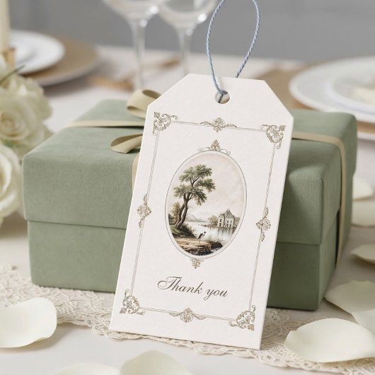Elegant Frans vintage kasteel trouwcadeau label Cadeaulabel