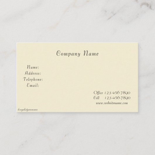 , elegant Frans Visitekaartje (Achterkant)