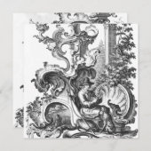 Elegant Frans Zwart-wit Toile Kaart (Voorkant / Achterkant)