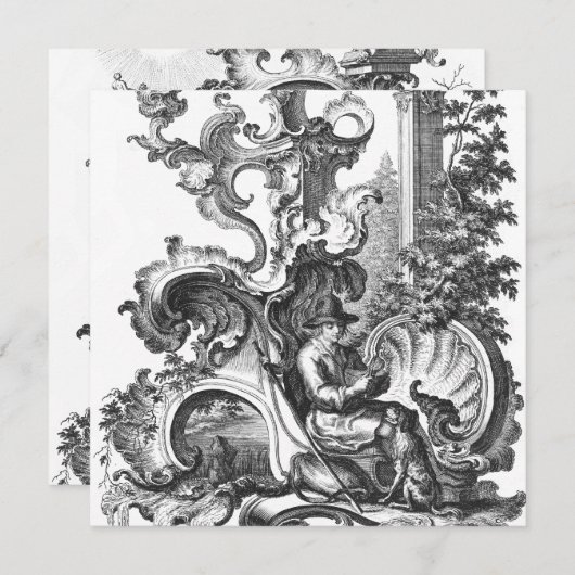 Elegant Frans Zwart-wit Toile Kaart (Voorkant / Achterkant)