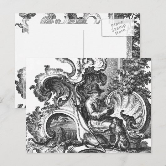 Elegant Frans Zwart-wittewit Briefkaart (Voorkant / Achterkant)