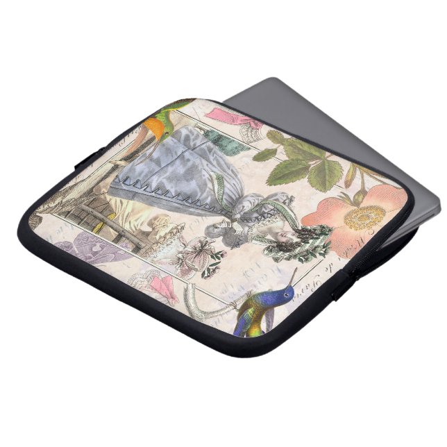 Elegant Franse  Mode Collage Laptop Sleeve (Voorkant top)