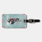 Elegant  Franse poodole meisjes silhouette Bagagelabel (Voorkant horizontaal)