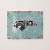 Elegant  Franse poodole meisjes silhouette Legpuzzel (Horizontaal)