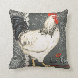 Elegant  Franse roooster zwart grijs & wit Kussen