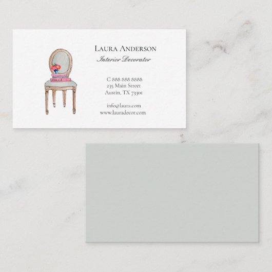 Elegant Franstalige interieurdecorator Visitekaartje (Voorkant / Achterkant)