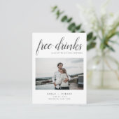 Elegant Free Drinken Wedding Photo Save the Date Aankondigingskaart (Staand voorkant)