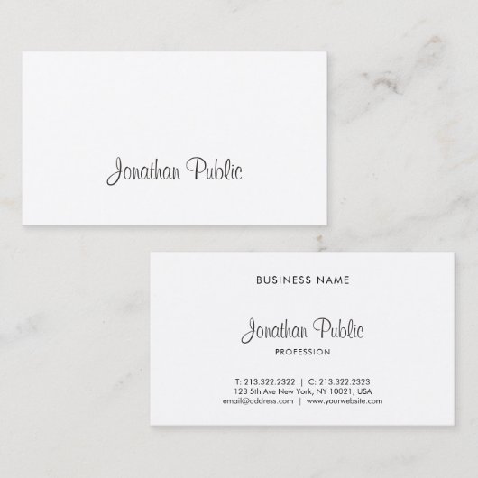 Elegant Freehand Script Modern Simple Trendy Plain Visitekaartje (Voorkant / Achterkant)