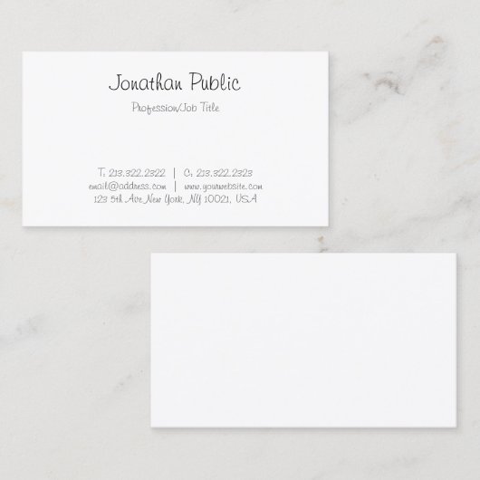 Elegant Freehand Script Moderne Eenvoudige Sjabloo Visitekaartje (Voorkant / Achterkant)