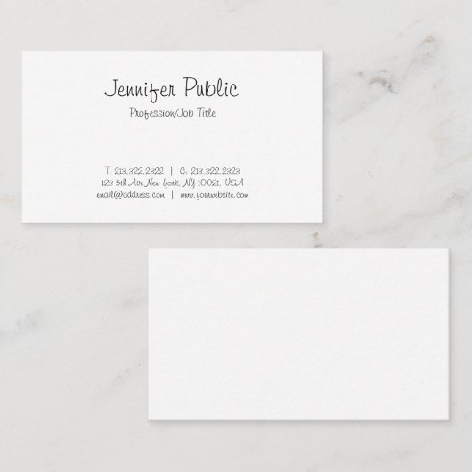 Elegant Freehand Script Simple Trendy Plain Modern Visitekaartje (Voorkant / Achterkant)