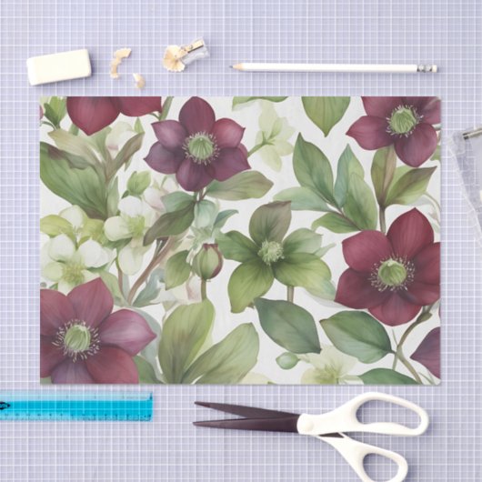 Elegant Freesia Bloemen Paarse Waterverf Tissuepapier (Craft)