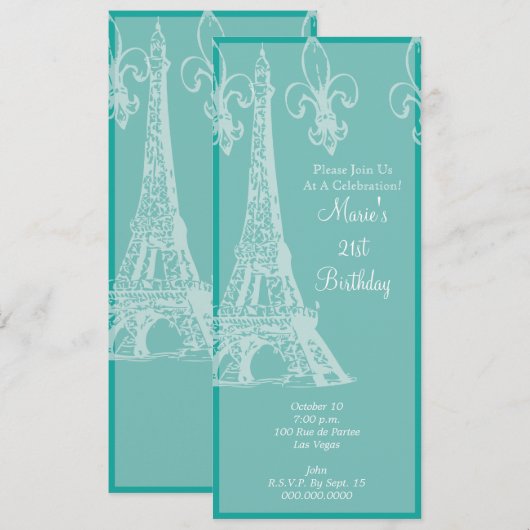 Elegant French Birthday Celebration Party Kaart (Voorkant / Achterkant)