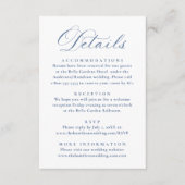 Elegant French Blue Floral Wedding Details Informatiekaartje (Voorkant)