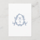 Elegant French Blue Floral Wedding Details Informatiekaartje (Achterkant)