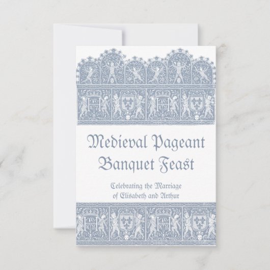Elegant French Blue Medieval Banquet Feast RSVP Kaartje (Voorkant)