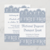 Elegant French Blue Medieval Banquet Feast RSVP Kaartje (Voorkant / Achterkant)