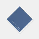 Elegant French Blue Trendy Minimal Custom Names Servet (Hoek)