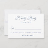 Elegant French Blue Victorian Floral Wedding RSVP Kaartje (Voorkant)