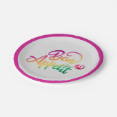 Elegant French Bon Appetite Quote Paars Grey Papieren Bordje (Gekanteld)