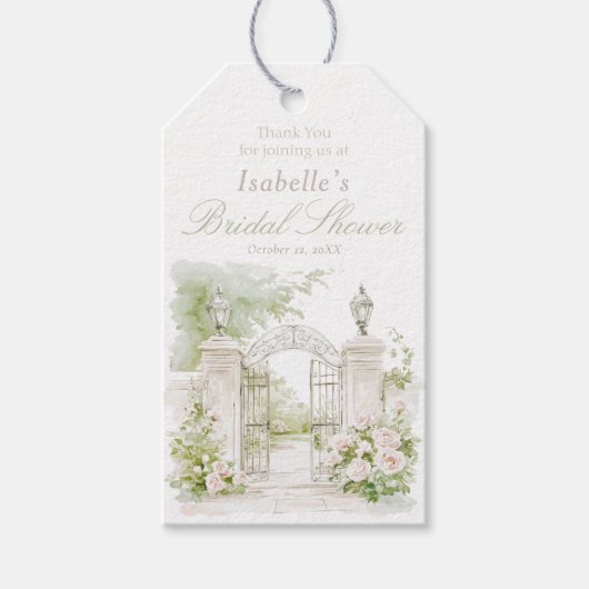 Elegant French Chateau Pastel Bridal Garden  Cadeaulabel (Voorkant)