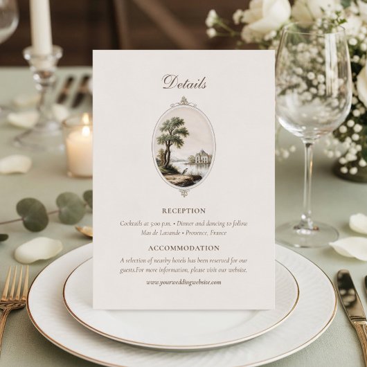 Elegant French Chateau Wedding Details  Informatiekaartje