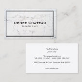Elegant French Chef Catering Subtle White marble Visitekaartje (Voorkant / Achterkant)