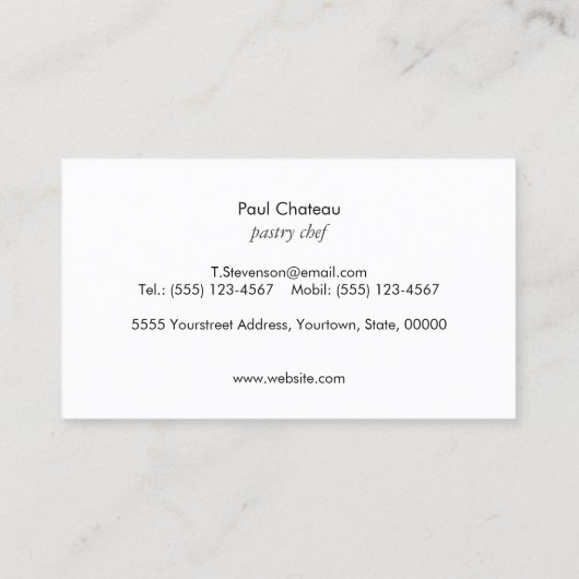 Elegant French Chef Catering Subtle White marble Visitekaartje (Achterkant)