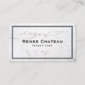 Elegant French Chef Catering Subtle White marble Visitekaartje (Voorkant)