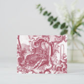 Elegant French Country Antiek Red Toile de Jouy Briefkaart (Staand voorkant)