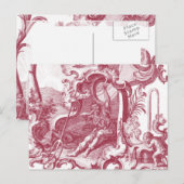 Elegant French Country Antiek Red Toile de Jouy Briefkaart (Voorkant / Achterkant)