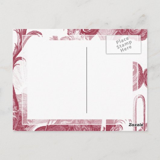 Elegant French Country Antiek Red Toile de Jouy Briefkaart (Achterkant)