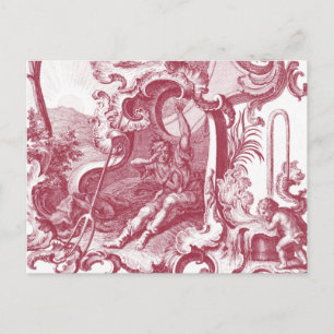 Elegant French Country Antiek Red Toile de Jouy Briefkaart