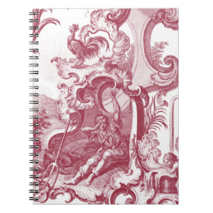 Elegant French Country Antiek Red Toile de Jouy Notitieboek